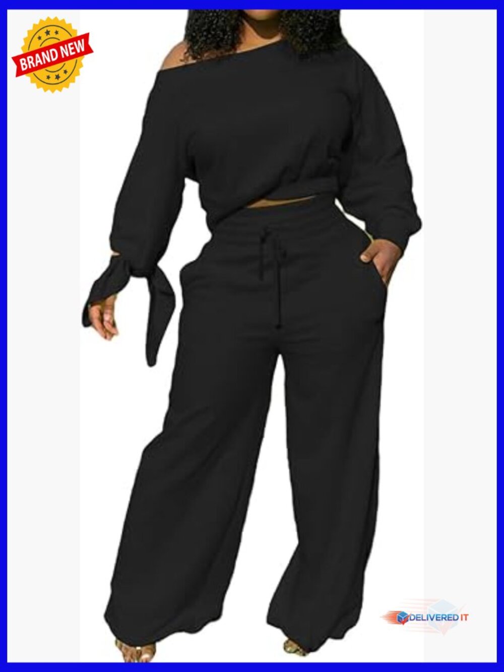 Casual 2 Piece Outfits Long Sleeve Sweatsuit Jogging Pants Set with Pockets